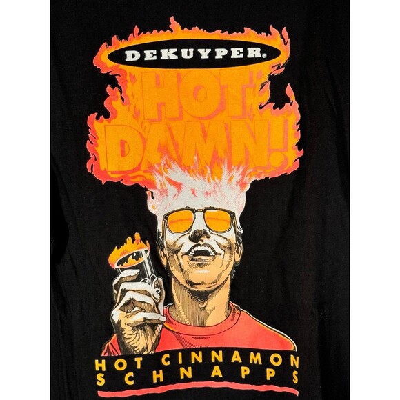 Vintage 90s Dekuyper Hot Damn! Alcohol‎ Promo T-Shirt Size XL Advertisement - Picture 4 of 8